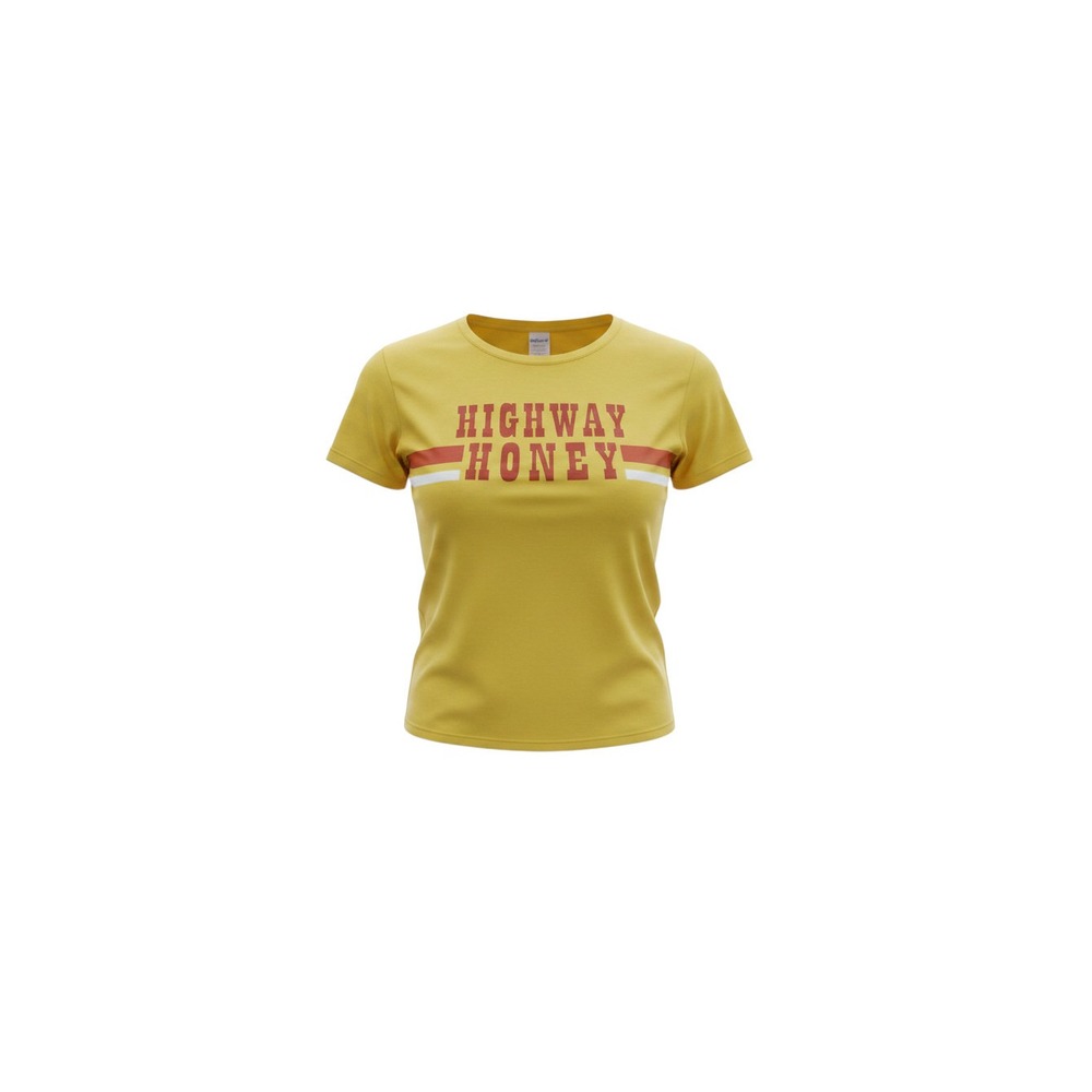 Youth in Revolt Graphic Tee Womens L Mustard New Highway Honey Crop Top